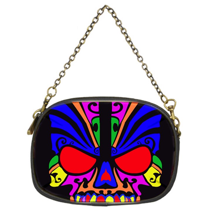 Skull In Colour Chain Purse (Two Sided) 