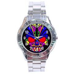 Skull In Colour Stainless Steel Watch by icarusismartdesigns