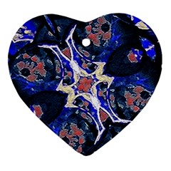 Decorative Retro Floral Print Heart Ornament (two Sides) by dflcprints