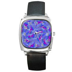 Abstract Deco Digital Art Pattern Square Leather Watch by dflcprints