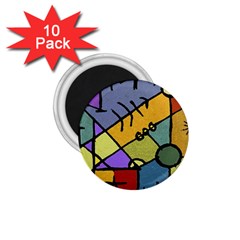 Multicolored Tribal Pattern Print 1 75  Button Magnet (10 Pack)