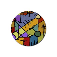 Multicolored Tribal Pattern Print Drink Coasters 4 Pack (Round)