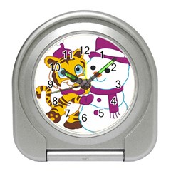Winter Time Zoo Friends   004 Desk Alarm Clock by Colorfulart23