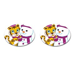 Winter Time Zoo Friends   004 Cufflinks (oval) by Colorfulart23