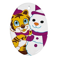 Winter Time Zoo Friends   004 Oval Ornament (two Sides) by Colorfulart23