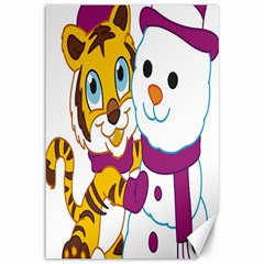 Winter Time Zoo Friends   004 Canvas 12  x 18  (Unframed)