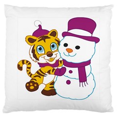 Winter Time Zoo Friends   004 Large Cushion Case (two Sided)  by Colorfulart23