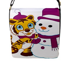 Winter Time Zoo Friends   004 Flap Closure Messenger Bag (large) by Colorfulart23