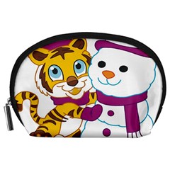 Winter Time Zoo Friends   004 Accessory Pouch (large) by Colorfulart23