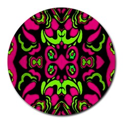 Psychedelic Retro Ornament Print 8  Mouse Pad (round) by dflcprints