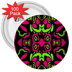 Psychedelic Retro Ornament Print 3  Button (100 Pack) by dflcprints