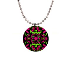 Psychedelic Retro Ornament Print Button Necklace