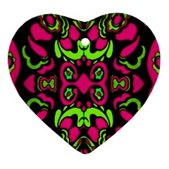 Psychedelic Retro Ornament Print Heart Ornament (two Sides) by dflcprints