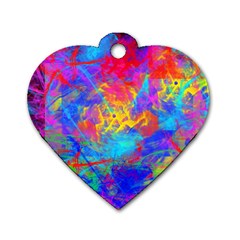 Colour Chaos  Dog Tag Heart (two Sided) by icarusismartdesigns