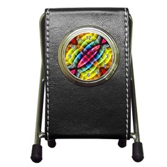 Multicolored Abstract Pattern Print Stationery Holder Clock by dflcprints