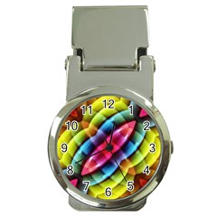 Multicolored Abstract Pattern Print Money Clip With Watch by dflcprints