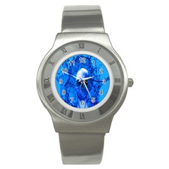 Alien Blue Stainless Steel Watch (slim) by icarusismartdesigns