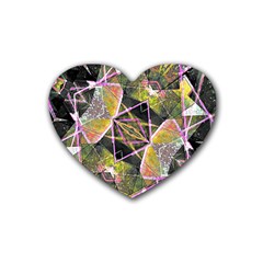 Geometric Grunge Pattern Print Drink Coasters (heart) by dflcprints