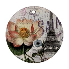 Vintage Paris Eiffel Tower Floral Round Ornament by chicelegantboutique