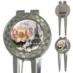 Vintage Paris Eiffel Tower Floral Golf Pitchfork & Ball Marker by chicelegantboutique
