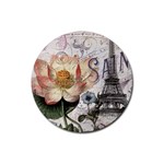 Vintage Paris Eiffel Tower Floral Drink Coasters 4 Pack (Round) Front