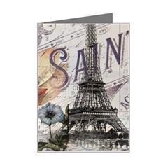 Vintage Paris Eiffel Tower Floral Mini Greeting Card by chicelegantboutique