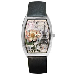 Vintage Paris Eiffel Tower Floral Tonneau Leather Watch