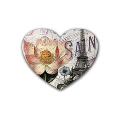 Vintage Paris Eiffel Tower Floral Drink Coasters (heart) by chicelegantboutique