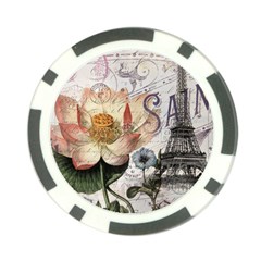 Vintage Paris Eiffel Tower Floral Poker Chip by chicelegantboutique