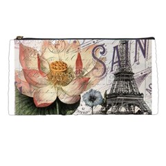 Vintage Paris Eiffel Tower Floral Pencil Case by chicelegantboutique