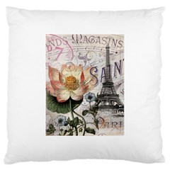 Vintage Paris Eiffel Tower Floral Large Cushion Case (two Sided)  by chicelegantboutique