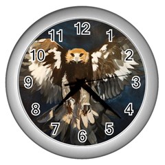 Golden Eagle Wall Clock (silver) by JUNEIPER07