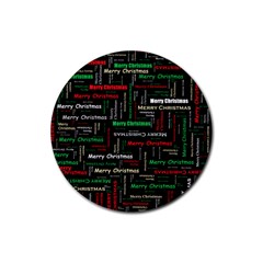 Merry Christmas Typography Art Drink Coaster (round) by StuffOrSomething