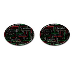 Merry Christmas Typography Art Cufflinks (oval) by StuffOrSomething