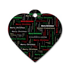 Merry Christmas Typography Art Dog Tag Heart (two Sided) by StuffOrSomething