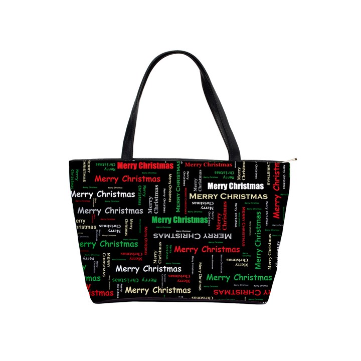 Merry Christmas Typography Art Large Shoulder Bag