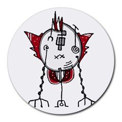 Alien Robot Hand Draw Illustration 8  Mouse Pad (round) by dflcprints