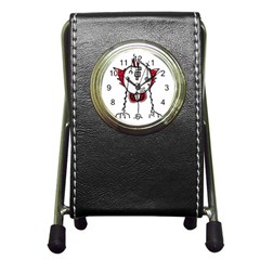 Alien Robot Hand Draw Illustration Stationery Holder Clock