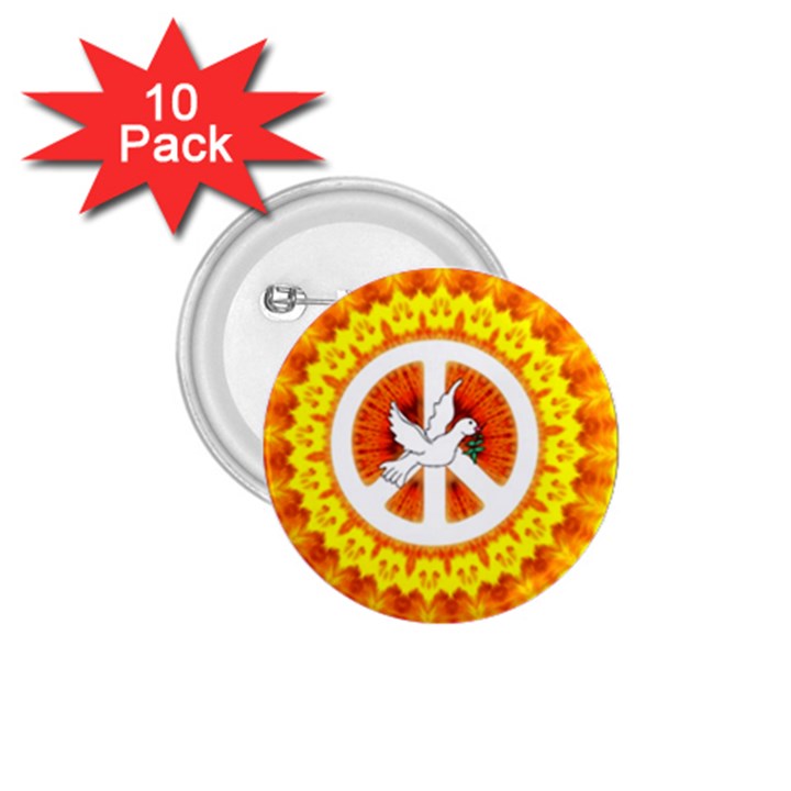 Psychedelic Peace Dove Mandala 1.75  Button (10 pack)