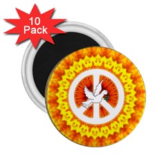 Psychedelic Peace Dove Mandala 2 25  Button Magnet (10 Pack)