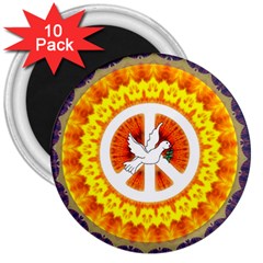 Psychedelic Peace Dove Mandala 3  Button Magnet (10 Pack)