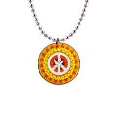 Psychedelic Peace Dove Mandala Button Necklace