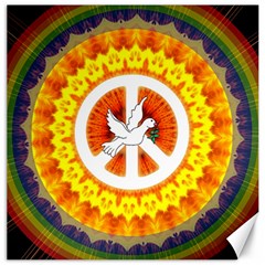 Psychedelic Peace Dove Mandala Canvas 16  X 16  (unframed)