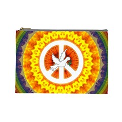 Psychedelic Peace Dove Mandala Cosmetic Bag (large)