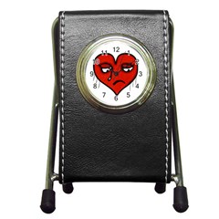 Sad Heart Stationery Holder Clock