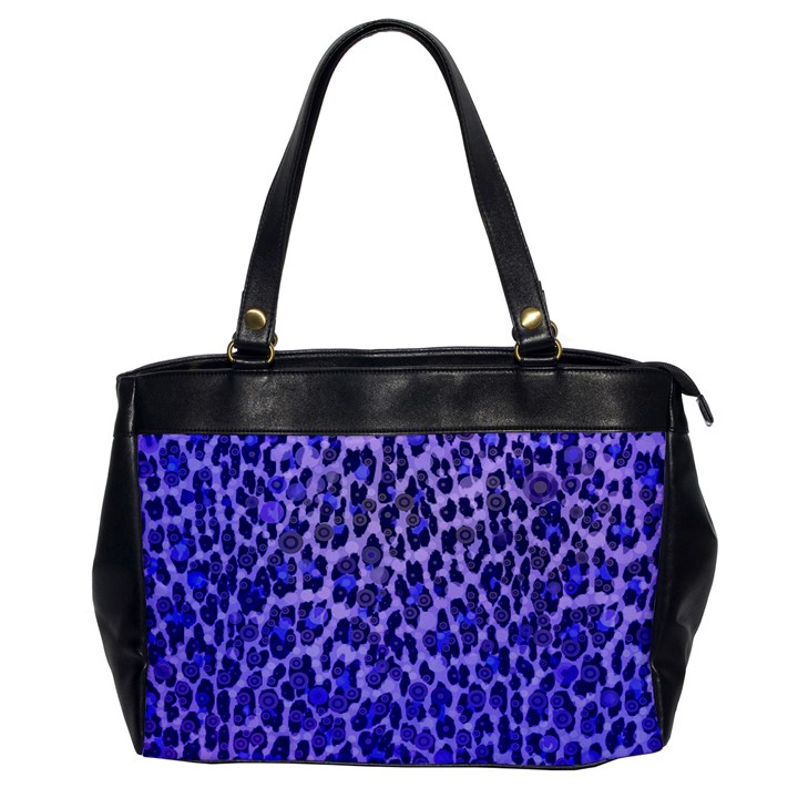 Blue Leopard  Oversize Office Handbag (One Side)