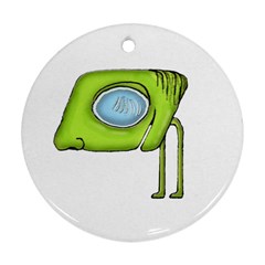 Funny Alien Monster Character Round Ornament by dflcprints