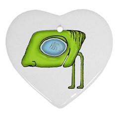 Funny Alien Monster Character Heart Ornament by dflcprints