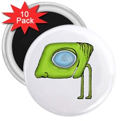 Funny Alien Monster Character 3  Button Magnet (10 Pack) by dflcprints