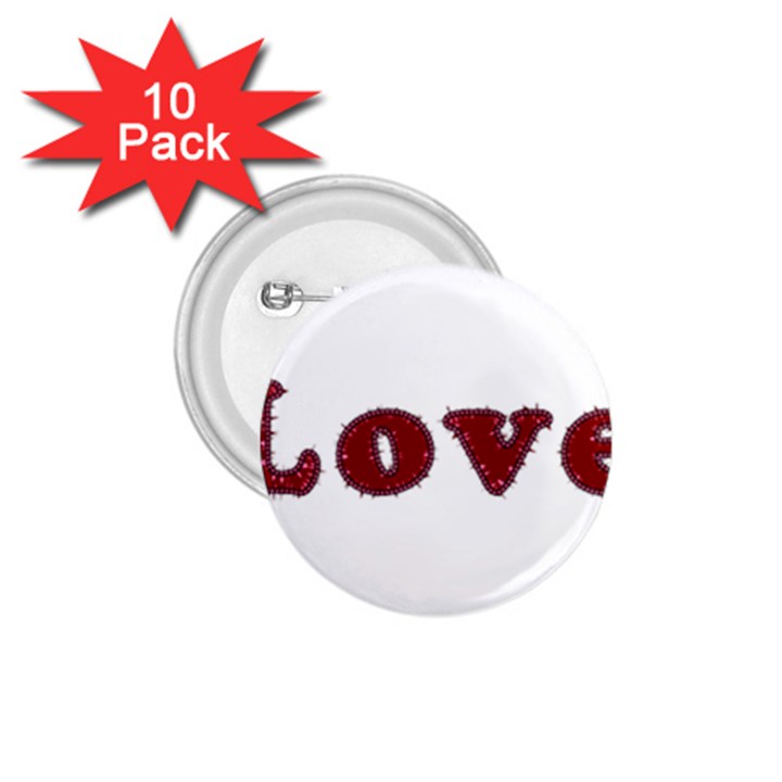 Love Typography Text Word 1.75  Button (10 pack)